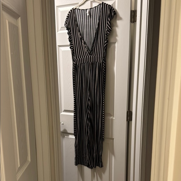 Xhilaration Pants - Chic Black and White Striped Jumpsuit